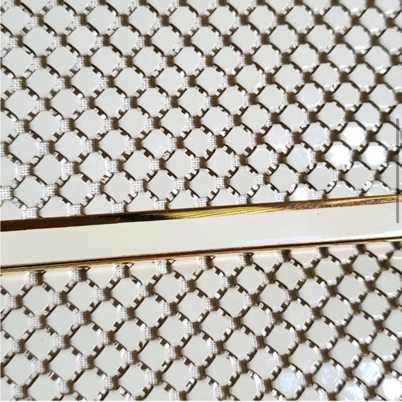 Vintage 70s 80s Metal Mesh Disco Bag Chain Strap Cream Off-White Evening Purse - Picture 6 of 16